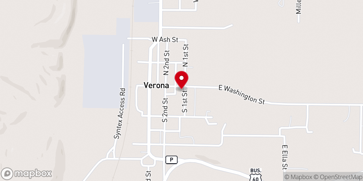 Map showing location of Verona Baptist Church
