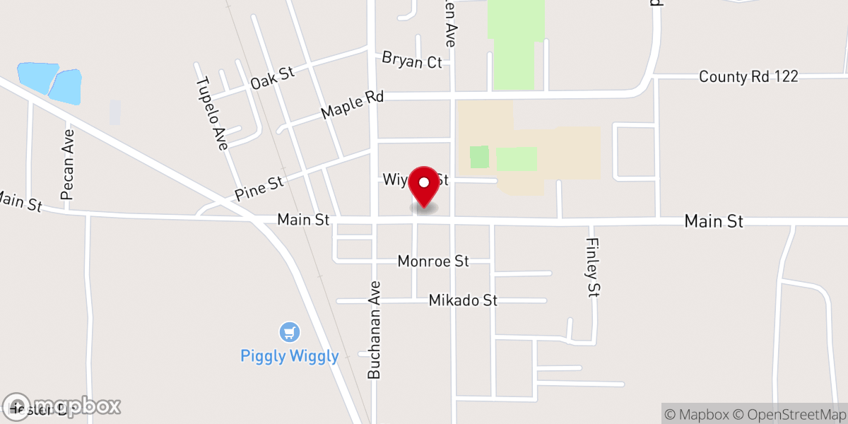 Map showing location of First Baptist Church of Nettleton