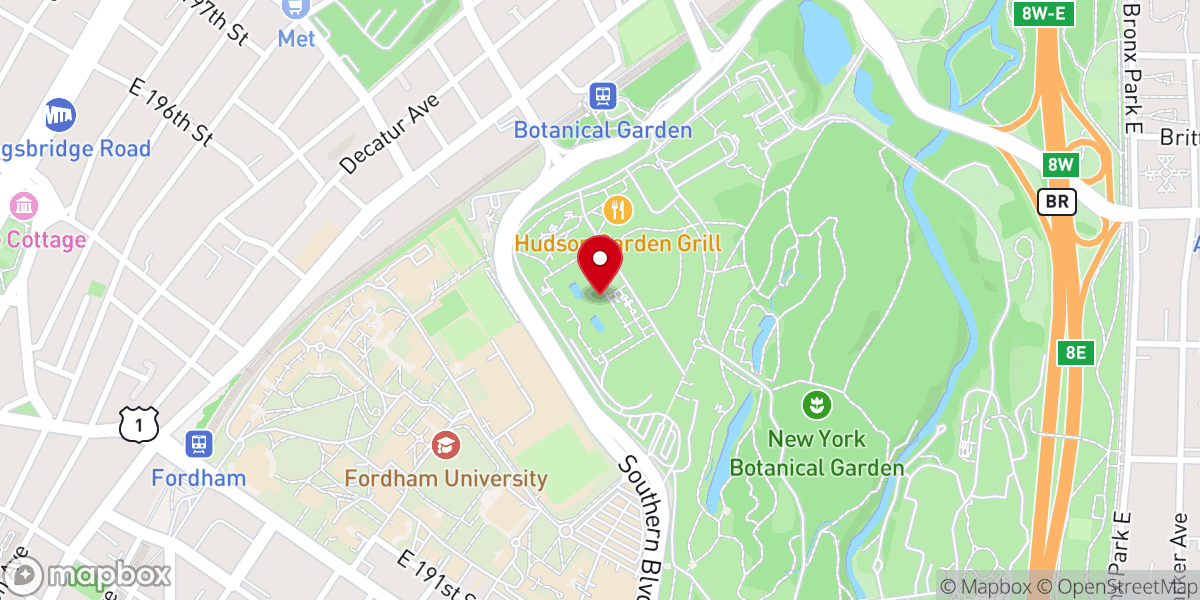 Map showing location of Holiday Train Show, NYBG