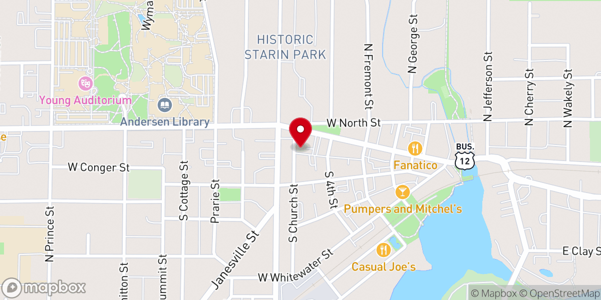 Map showing location of Thrift Shoppe