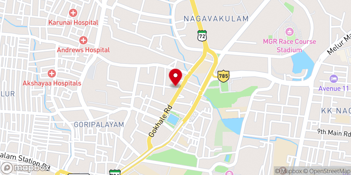 Map showing location of Indian Church Of Christ - Madurai