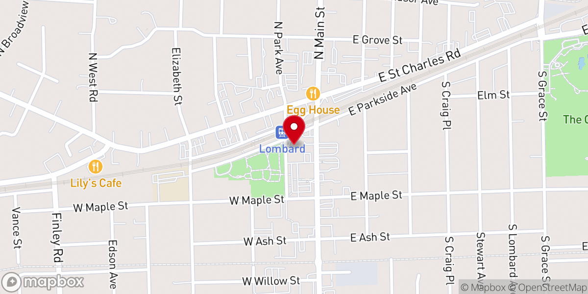 Map showing location of Lombard Bible Church