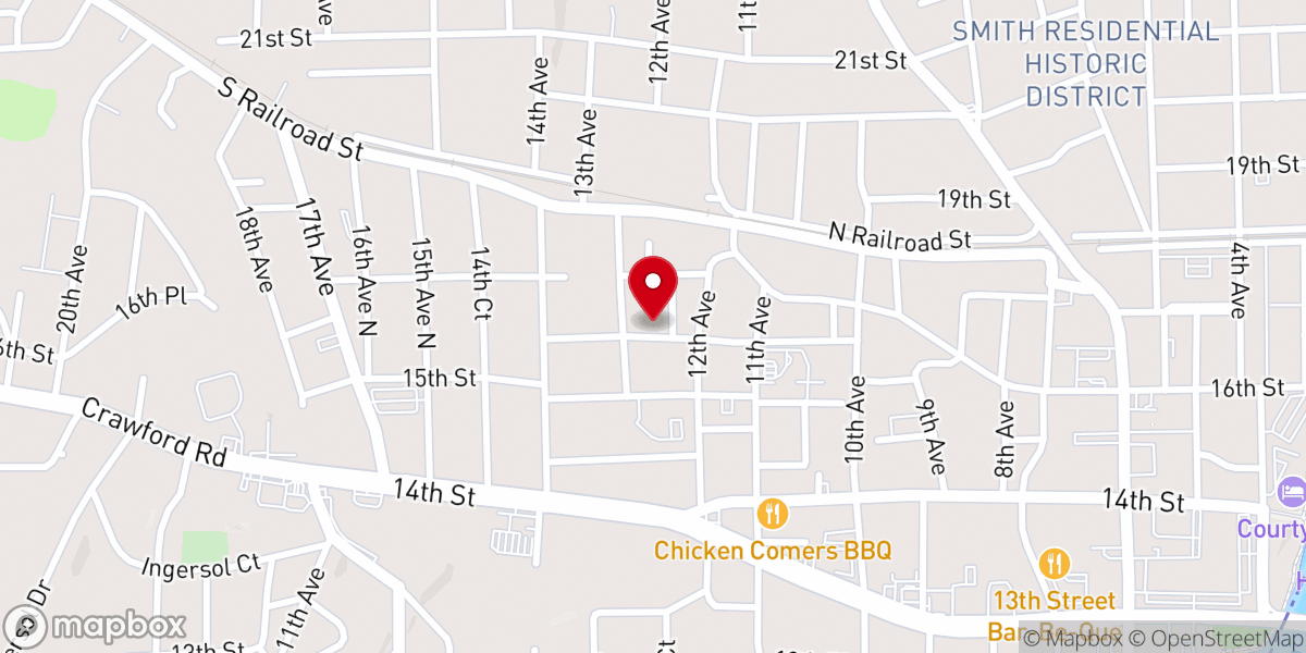Map showing location of Liberty Hill Baptist Church