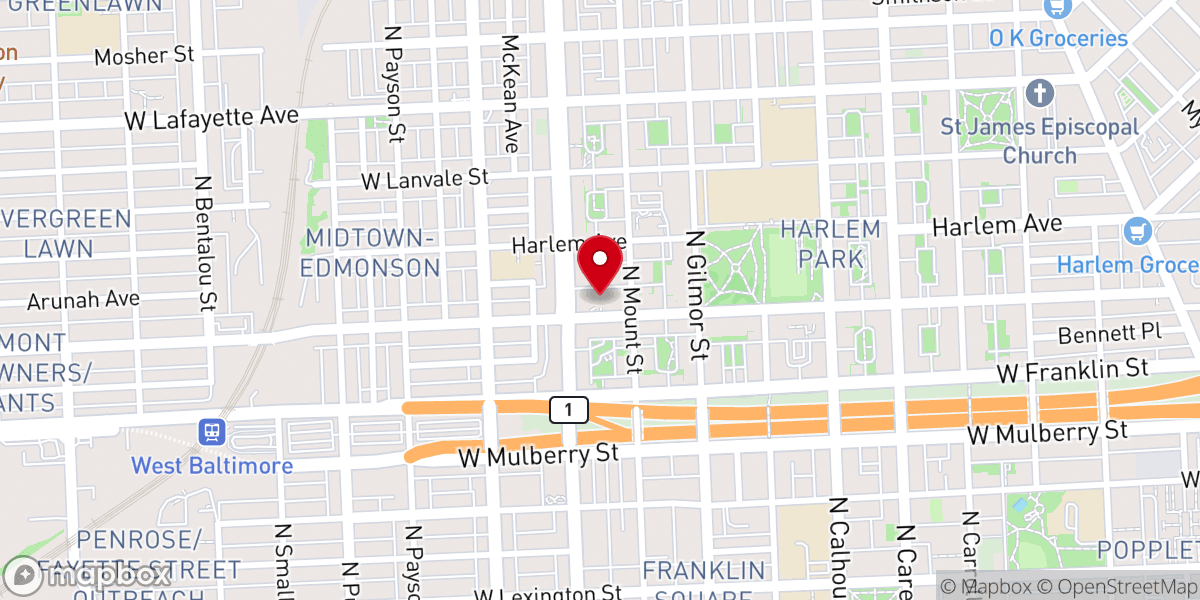 Map showing location of Transformation Baptist Church