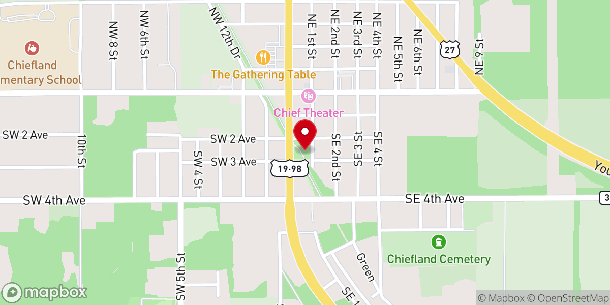 Map showing location of Chiefland Chamber of Commerce