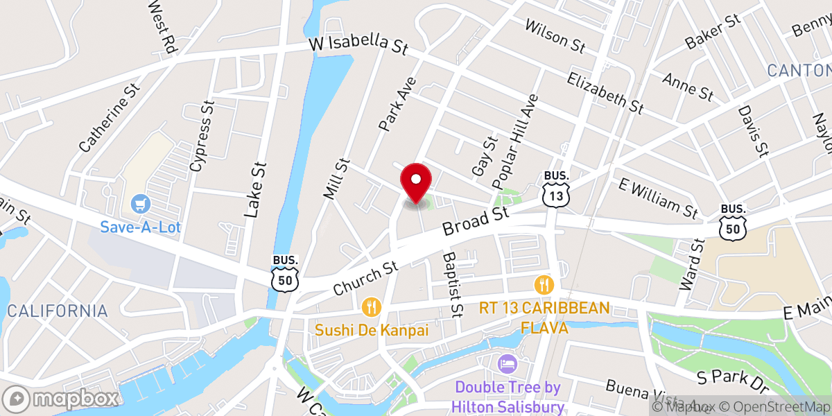 Map showing location of Walter K Allen Memorial Baptist Church