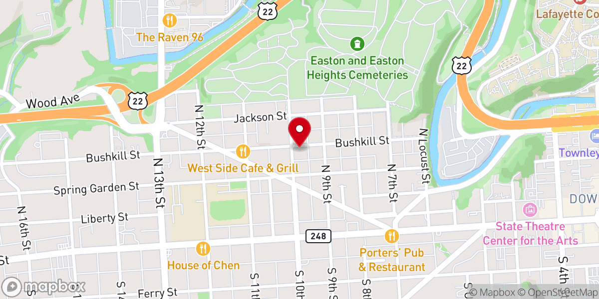 Map showing location of First Moravian Church