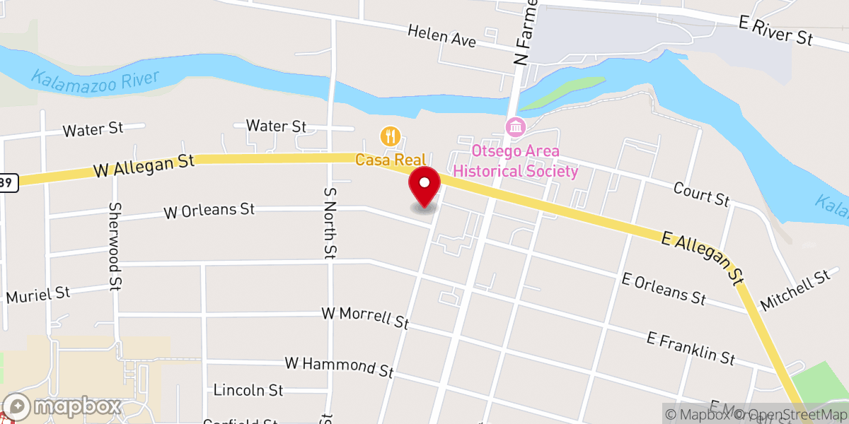 Map showing location of Church of God Otsego