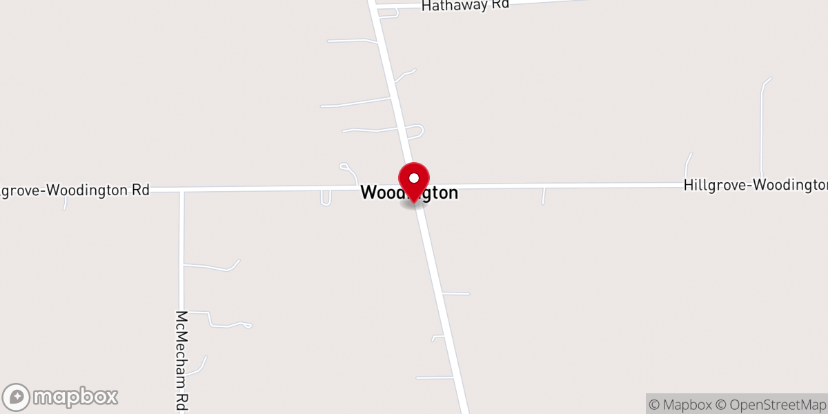 Map showing location of Woodington Congregation Church
