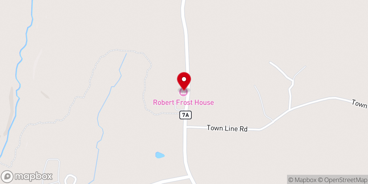 Map showing location of Robert Frost Stone House Museum at Bennington College