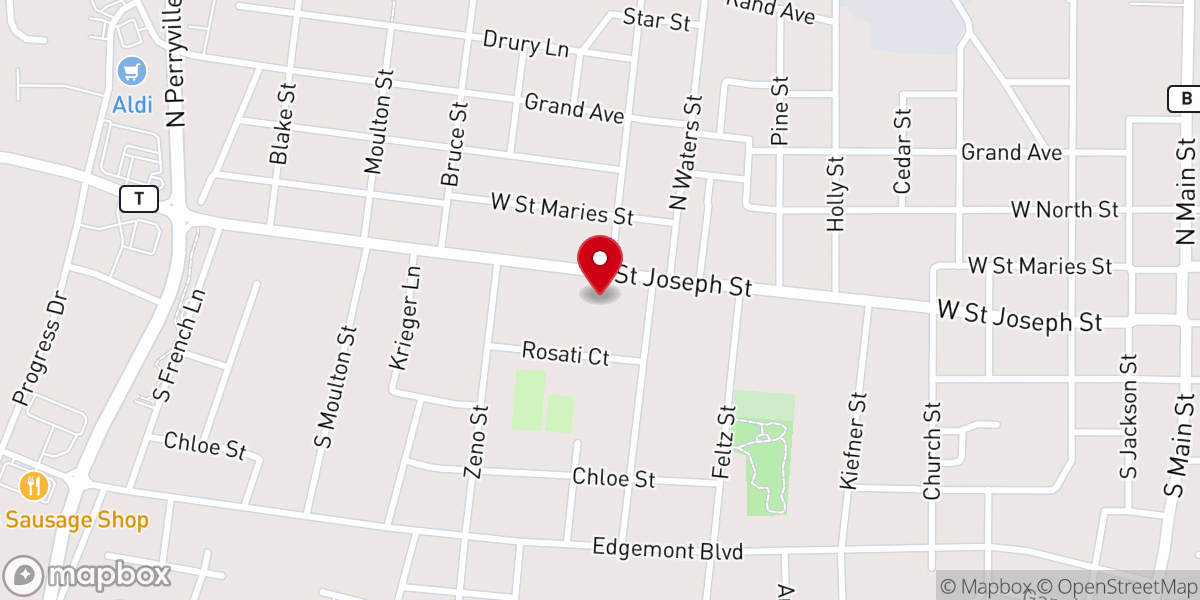 Map showing location of St. Vincent De Paul Parish