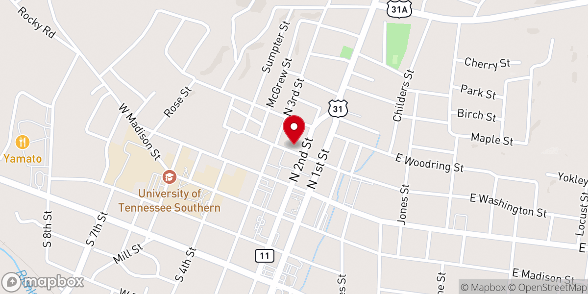 Map showing location of Second Street Church