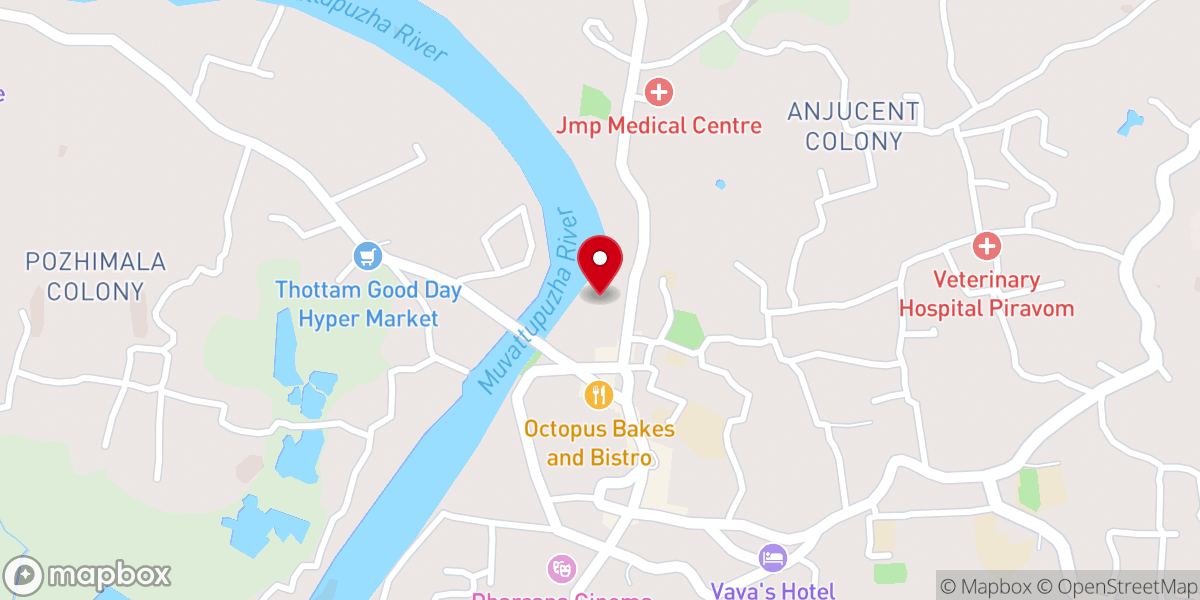 Map showing location of St. Mary's Orthodox Syrian Cathedral, Piravom