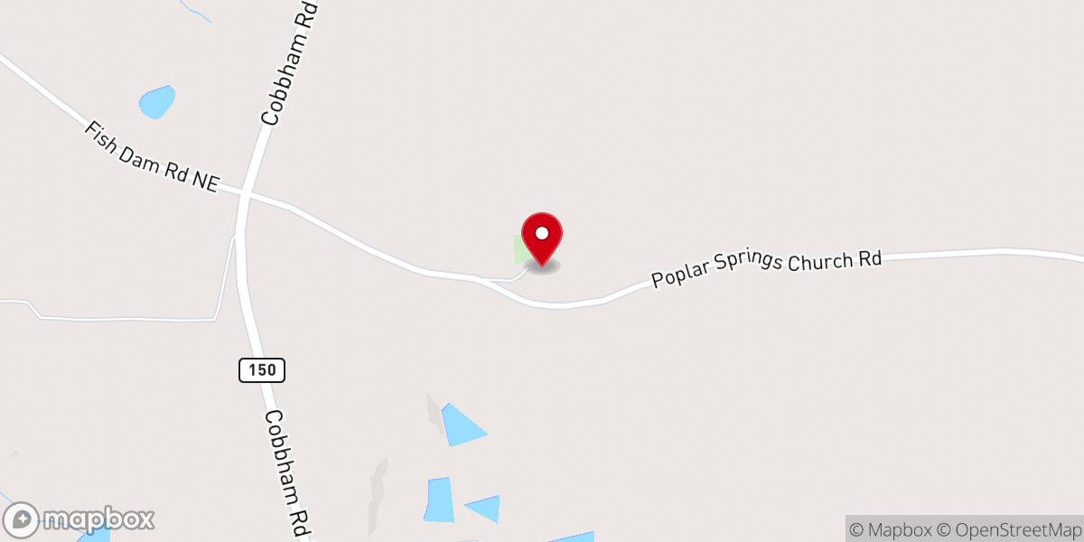 Map showing location of Poplar Springs Baptist Church