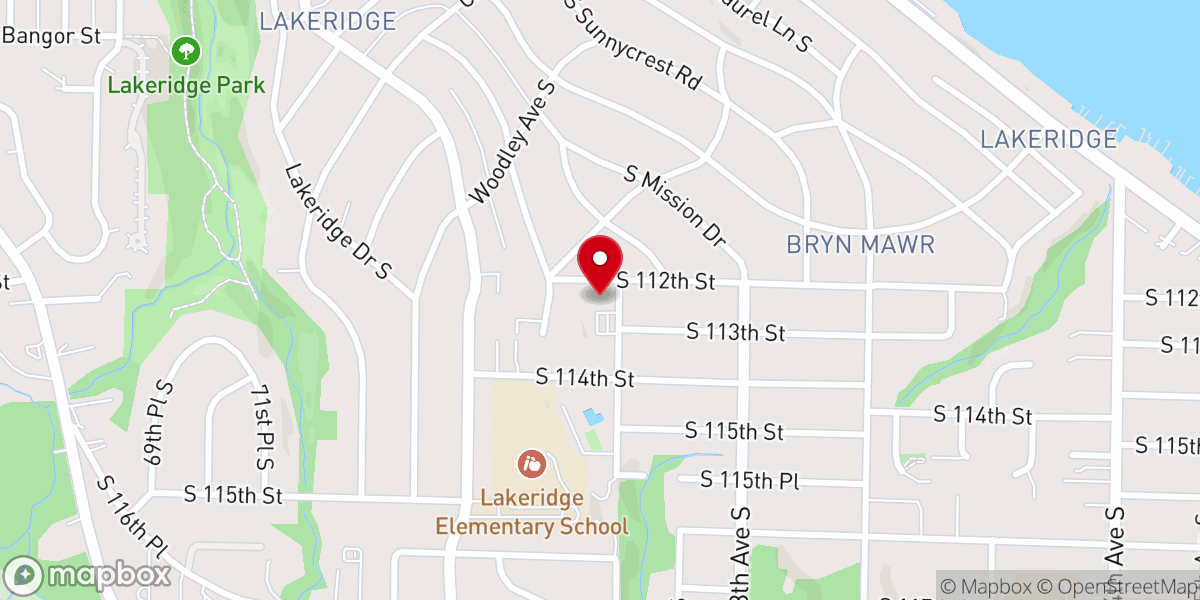 Map showing location of Lakeridge Lutheran Church