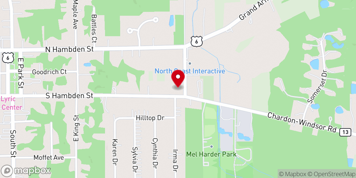 Map showing location of Chardon Christian Fellowship