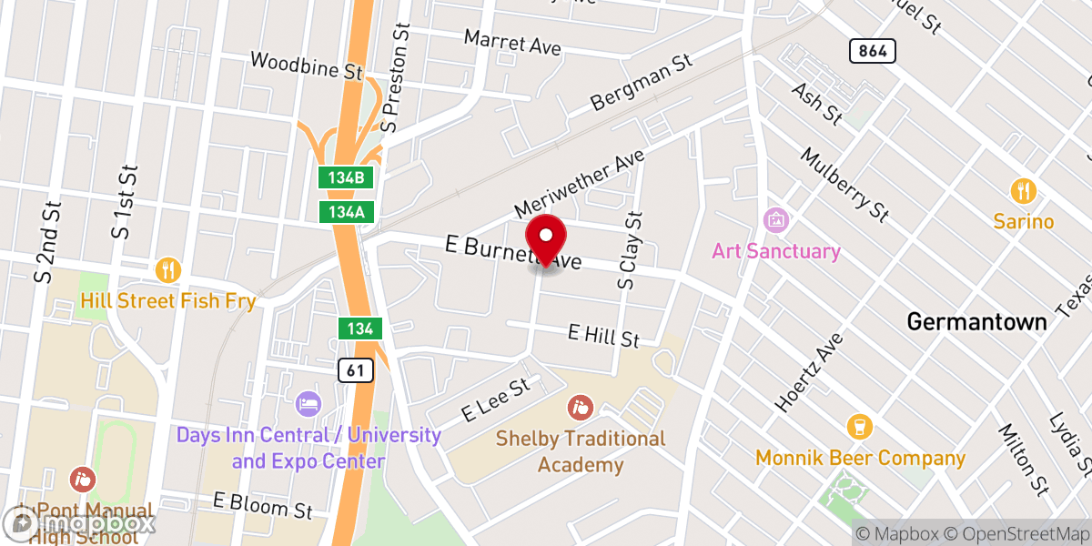 Map showing location of Progressive Baptist Church