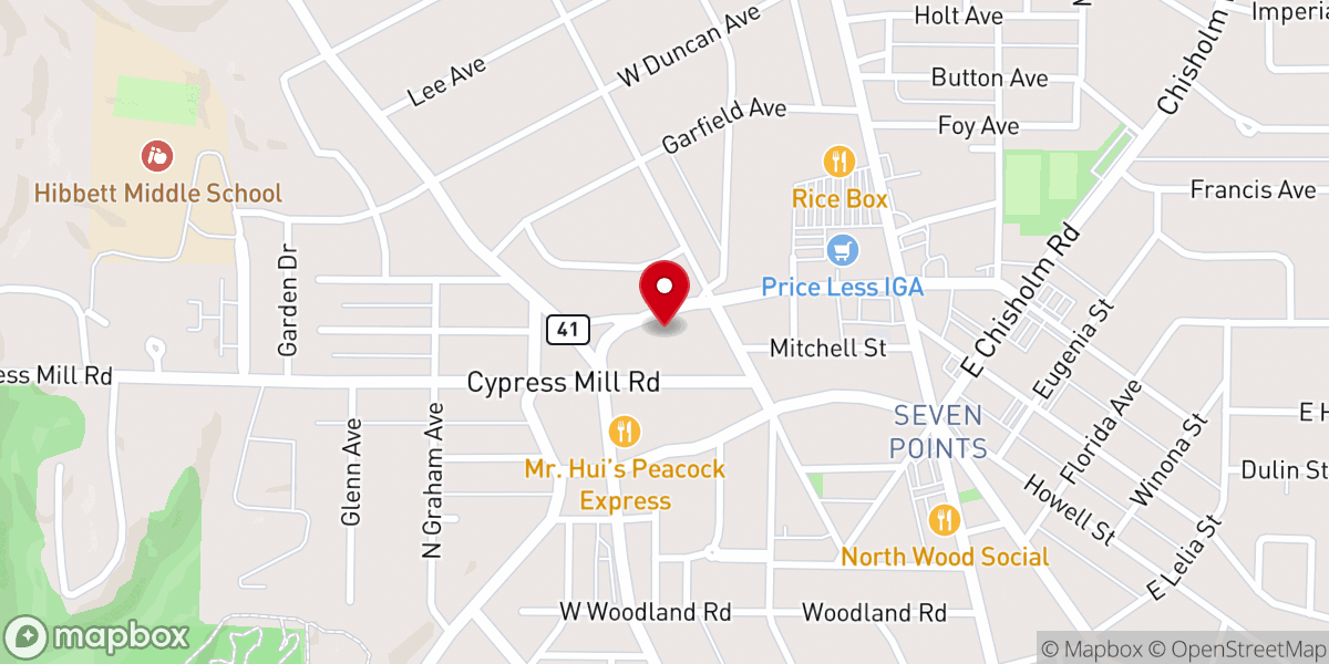 Map showing location of Unitarian Universalist Congregation of the Shoals