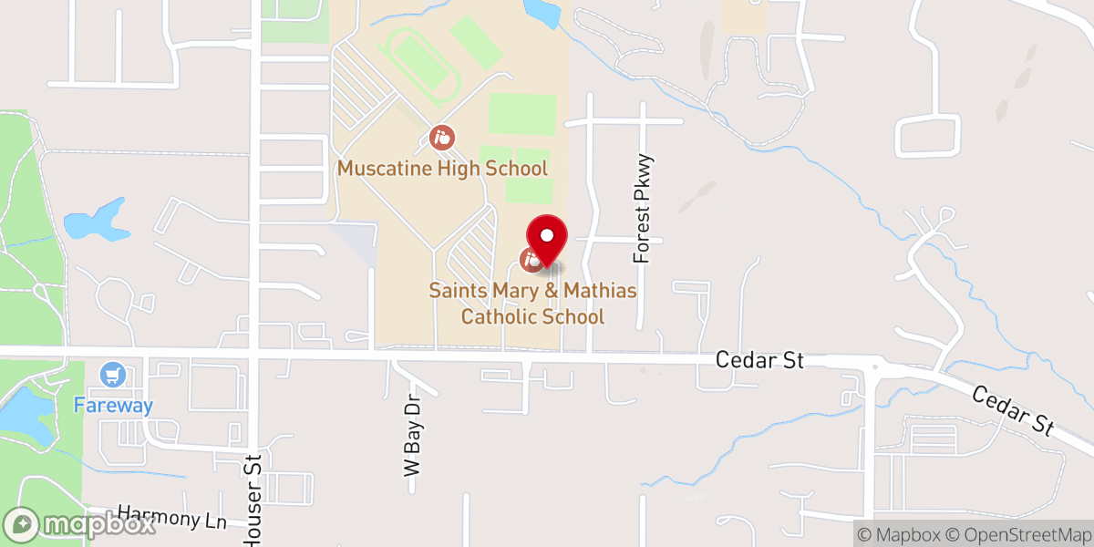 Map showing location of Saints Mary & Mathias Catholic School