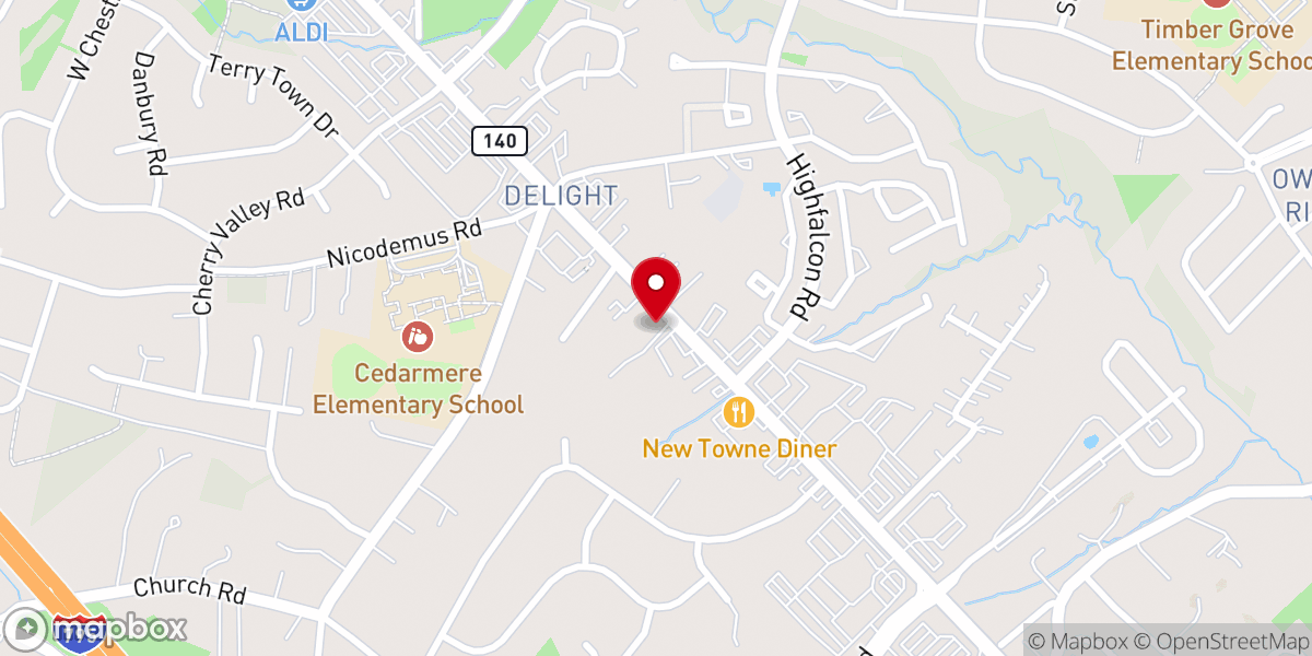 Map showing location of Omega Baptist Church