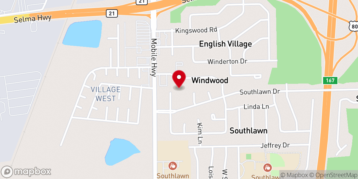 Map showing location of Mountain Hill Church