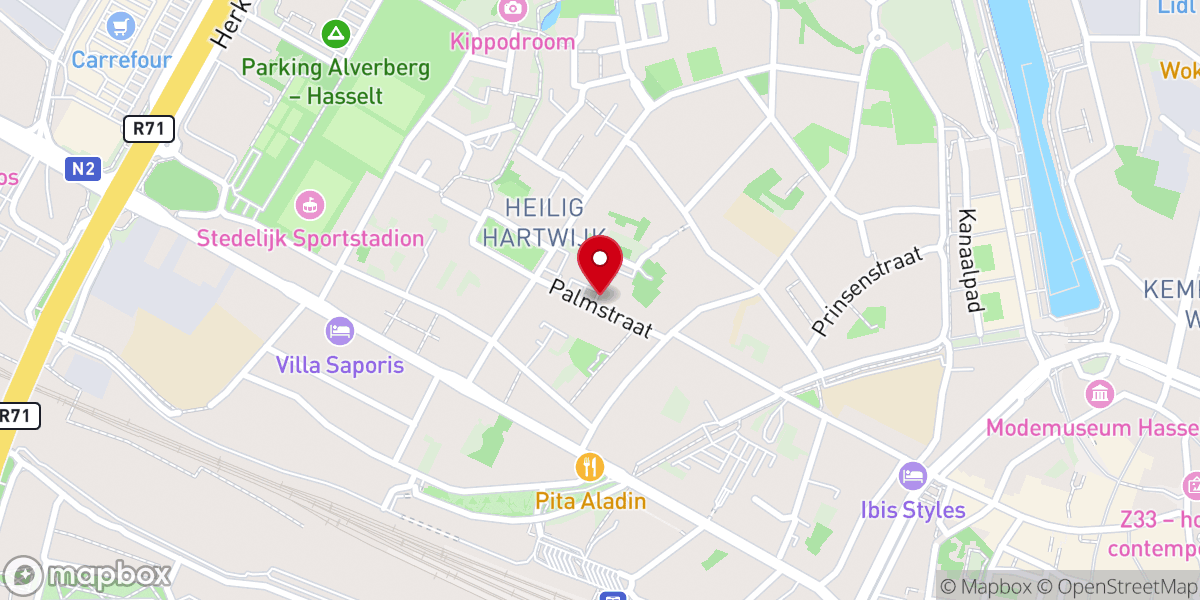 Map showing location of Parochiesecretariaat Heilig Hartparochie Hasselt