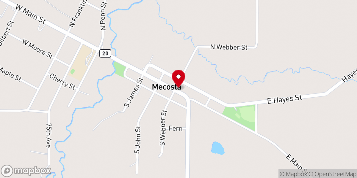 Map showing location of Mecosta "The Village" Free Methodist Church