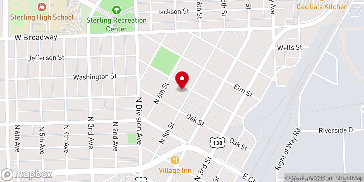 Map showing location of Sterling Foursquare Church