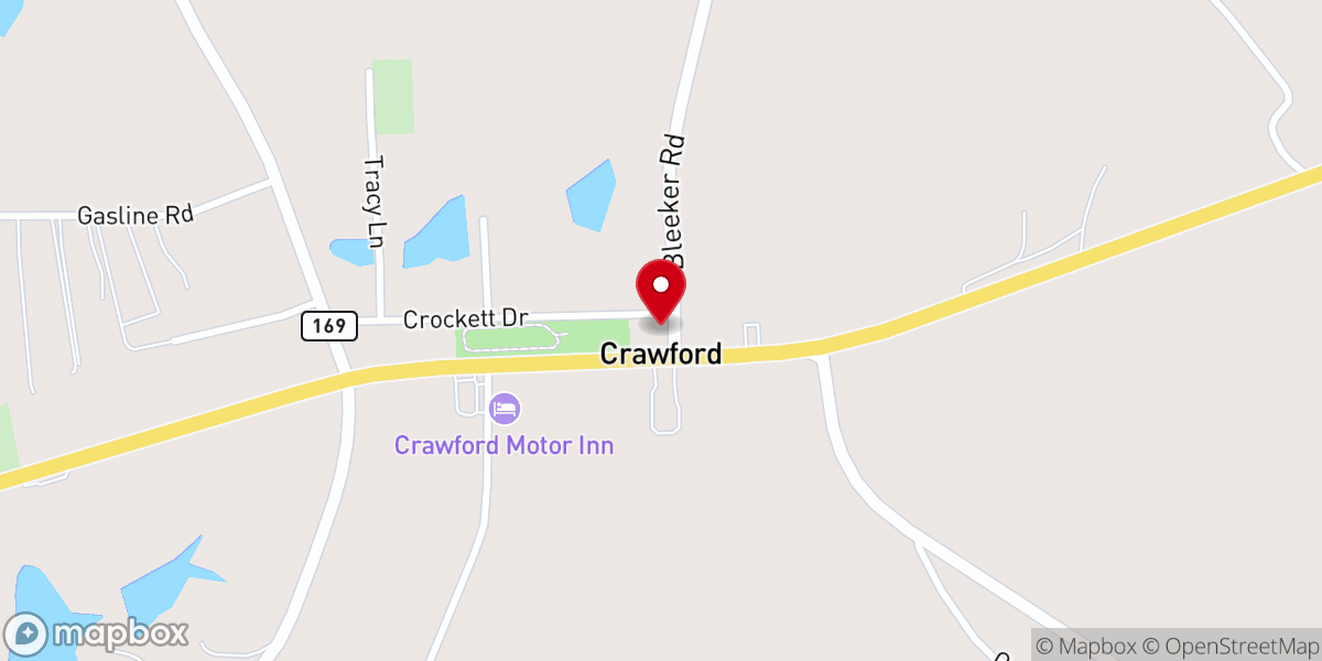 Map showing location of Crawford Methodist Church
