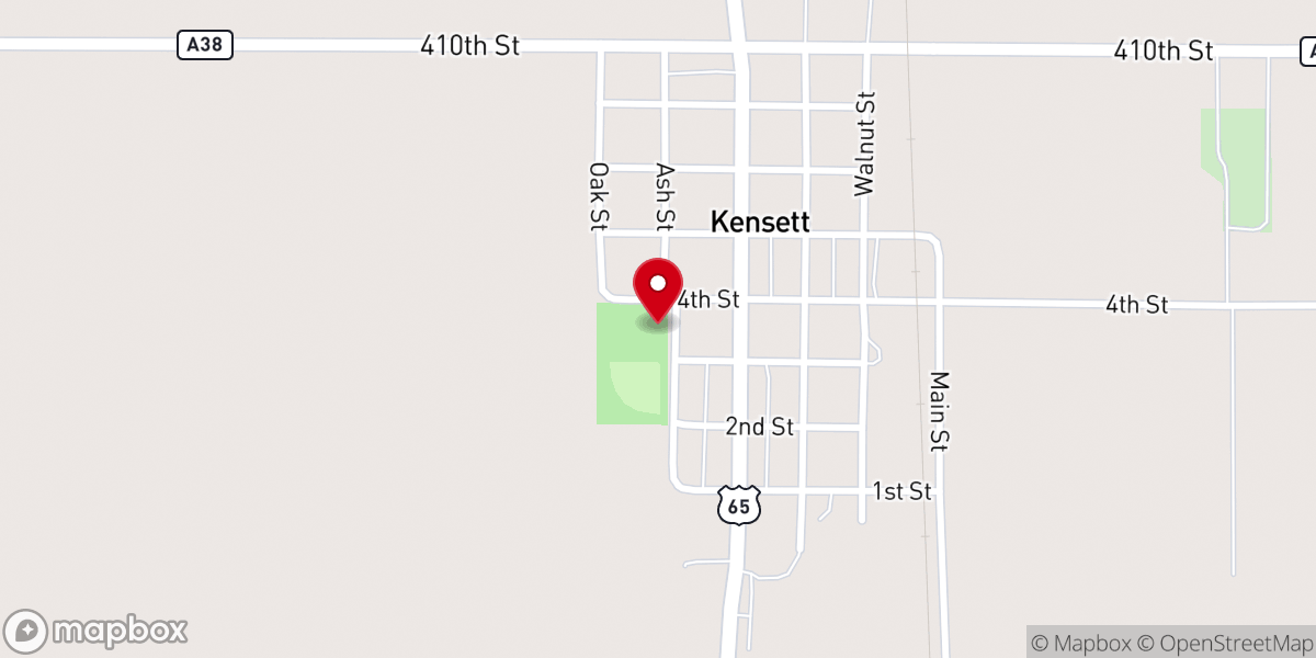 Map showing location of Worth County Freedom Rock, Kensett, Iowa