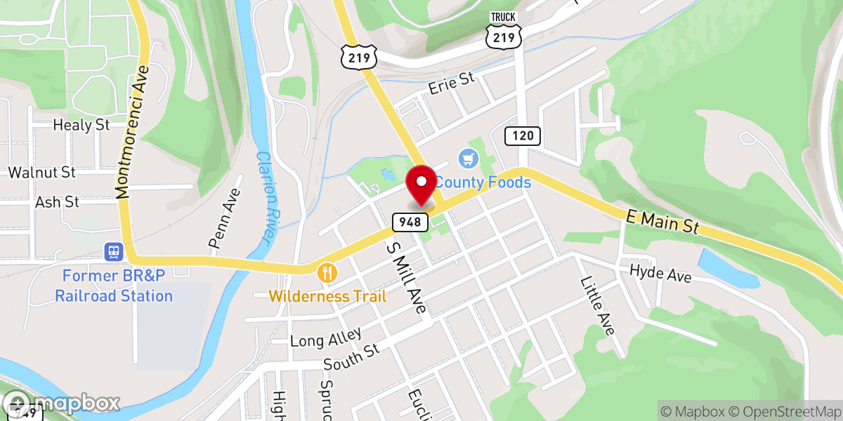 Map showing location of The Salvation Army Elk County