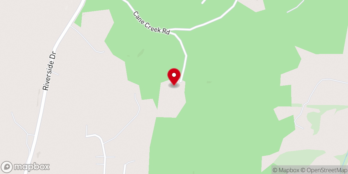 Map showing location of Cane Creek M.B. Church