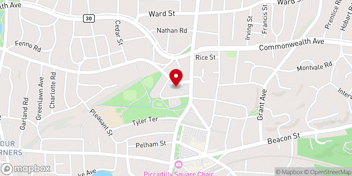 Map showing location of Greek Evangelical Church of Boston