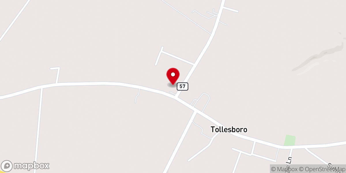 Map showing location of Tollesboro United Methodist
