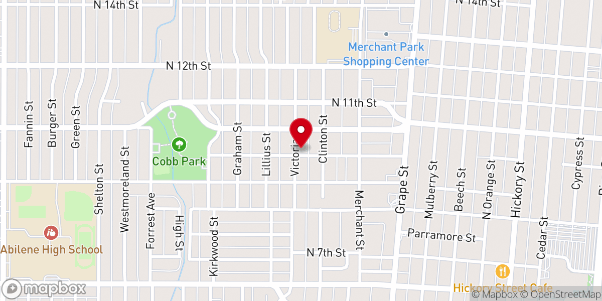 Map showing location of Second Baptist Church of Abilene