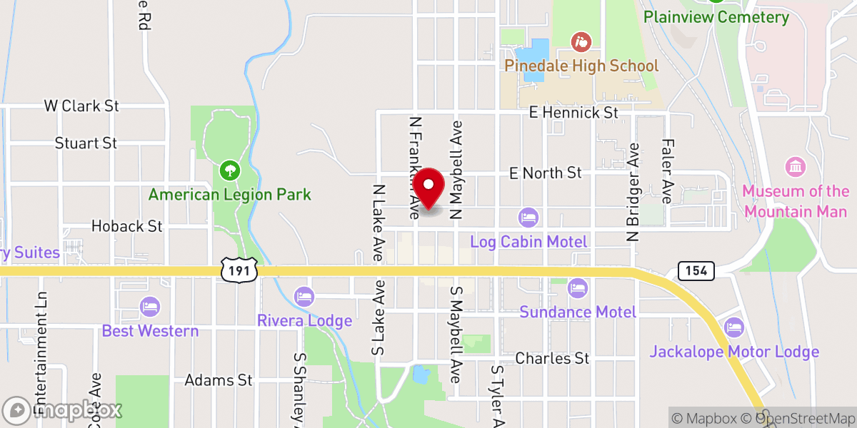 Map showing location of Pinedale