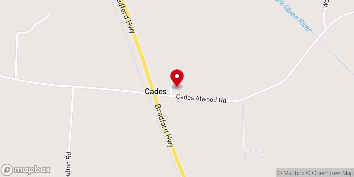 Map showing location of Cades Church of Christ