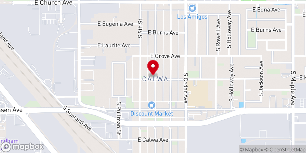 Map showing location of Calwa United Methodist Church