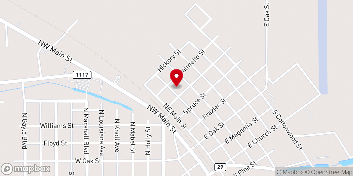 Map showing location of Amazon Baptist Church