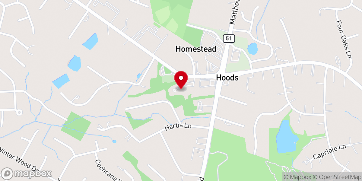 Map showing location of Morningstar Presbyterian Church