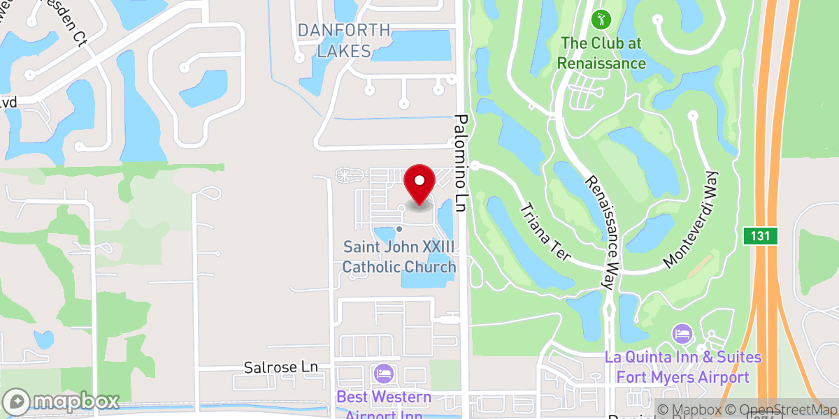 Map showing location of Saint John XXIII Catholic Church