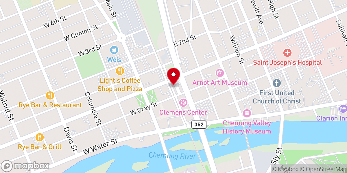 Map showing location of Chemung County Transportation Center