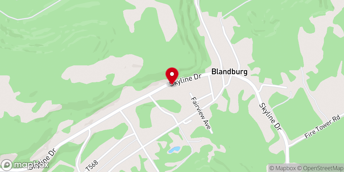 Map showing location of Blandburg United Methodist Church