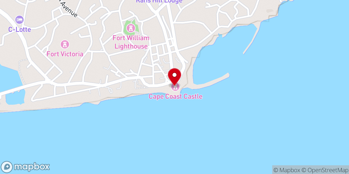 Map showing location of Cape Coast Castle
