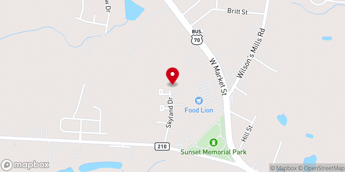 Map showing location of Smithfield Free Will Baptist Church