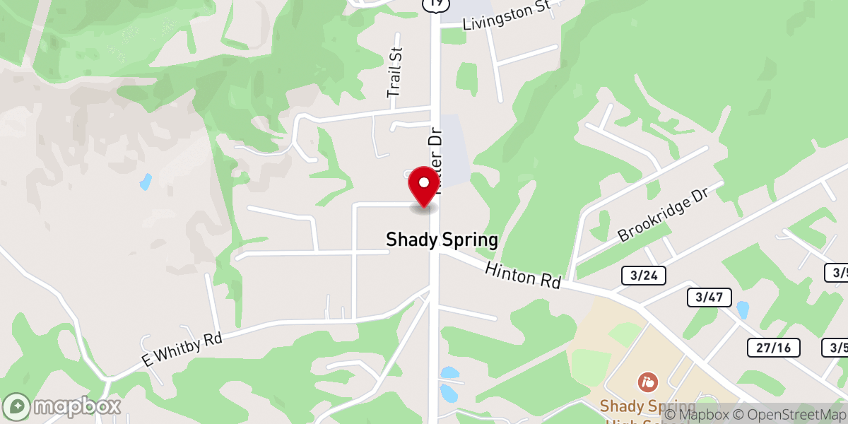 Map showing location of Shady Spring Pentecostal Holiness Church