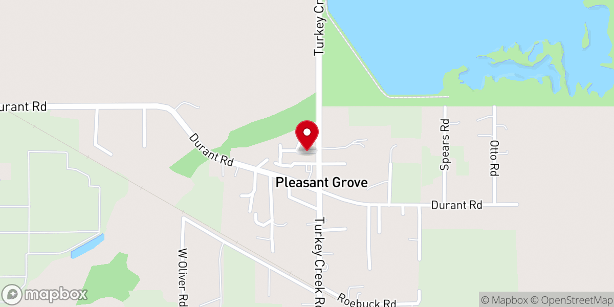 Map showing location of Pleasant Grove Assembly of God
