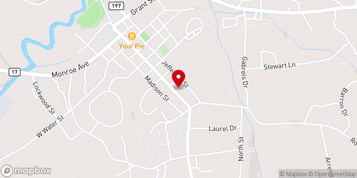 Map showing location of First Presbyterian Church