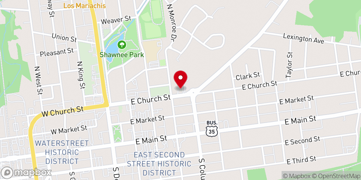 Map showing location of United AME Church Xenia, OH