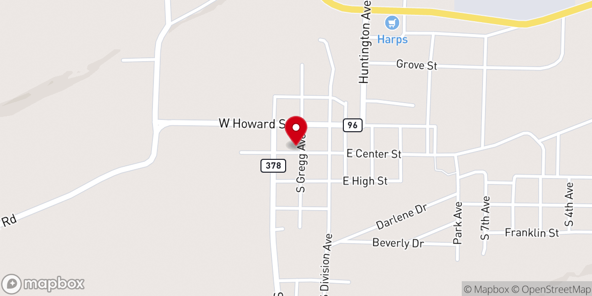 Map showing location of Church of the Nazarene